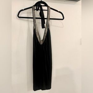 BCBG black & sequin halter dress XXS